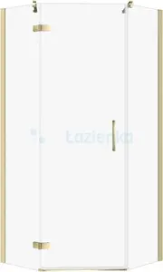 Shower enclosure pentagonal CERSANIT CITY 80×80×195 cm left hinged, gold finish