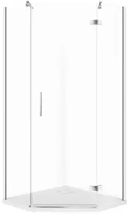 Dušas kabīne CERSANIT Set C520 piecstūra labā hroma 90x90x195 cm ar Tako Slim paliktni