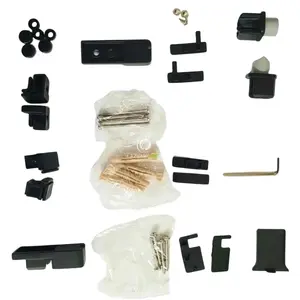 Shower screen sliding hardware set CERSANIT Larga black — plastic elements and screws