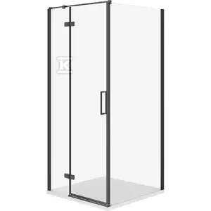 Душевая кабина CERSANIT SET C506 левая кабина 90×90×195 см чёрная с поддоном TAKO SLIM белый матовый