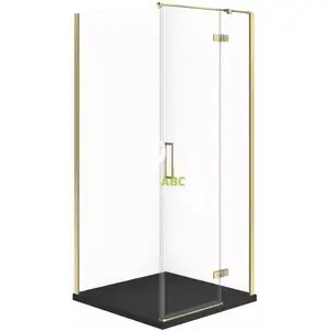 Shower enclosure CERSANIT SET C550 cabin right 80x80x195 cm gold profile with TAKO SLIM matte black tray