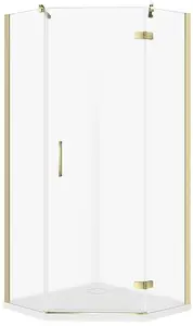 Душевая кабина CERSANIT SET C542 пятиугольная 90×90×195 см правая, золотой профиль + поддон TAKO SLIM