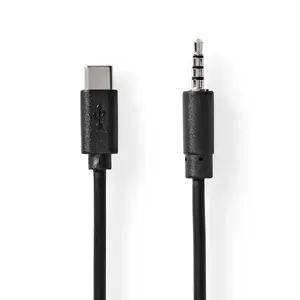 Аудиокабель Nedis CCGL65950BK10 — 1 м, USB‑C (шт.) на 3,5 мм (шт.), никелированные контакты, чёрный
