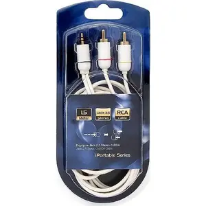 BLOW 92-633 Portable 1.5 m power cable adapter 2.5 mm jack to 2×RCA