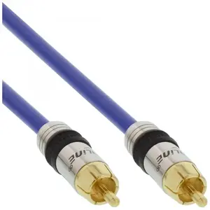 Аудиокабель Intos InLine Premium RCA 1x RCA штекер–штекер, позолоченные контакты, AWG 22, 15 м, синий