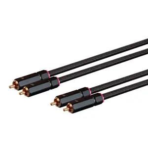 Audio kabelis Monoprice Onix Series 2xRCA–2xRCA, 0,9 m, zelta pārklājuma kontakti, melns