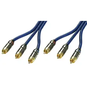 Component video cable Lindy 10 m — YPbPr, 3×RCA connectors, blue