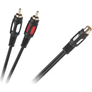 RCA (Cinch) audio cable, 2x RCA to 2x RCA, 0.25 m, black, No name KPO3871