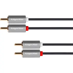 Аудиокабель RCA (Cinch) kruger & matz KM1210 — 2xRCA на 2xRCA, 10 м, серый