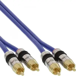 Intos InLine Premium RCA audio kabelis 2x RCA vīrietis–vīrietis, zelta pārklājuma kontakti, 22 AWG, 25 m, zils