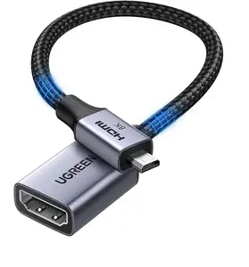 Кабель UGREEN micro HDMI — HDMI HD182, 8K@60 Гц, 48 Гбит/с, 0,2 м, чёрный