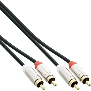 Audio cable DIGITUS InLine Slim 2x RCA M/M Stereo, Copper, Gold-plated, 0.5 m