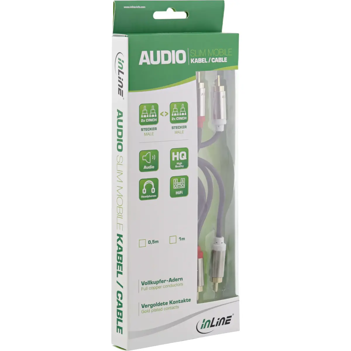DIGITUS InLine Slim 2x RCA M/M Stereo 0.5 m Photo 2