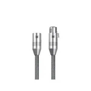 Audio kabelis Monoprice 33837 XLR vīrietis — XLR sieviete 1 m, OFC, zelta pārklājuma kontakti, pelēks
