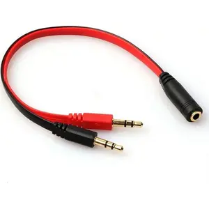 Audio cable Mozos ASM-2 — 3.5 mm jack to 2× 3.5 mm jack, 0.2 m, red