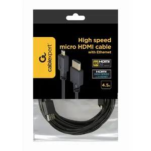 Кабель HDMI GEMBIRD 4,5 м — HDMI Type A (стандарт) к HDMI Type D (micro), контакты с золотым покрытием, чёрный