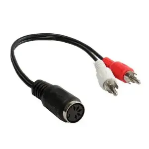 Audio cable Alcasa AD-2CS5B — 2 x RCA (male) to 5-pin DIN (female), 0.2 m, Black/Red/White