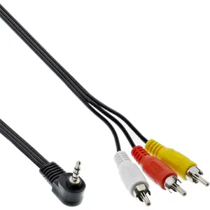 Audio/Video Cable Intos 3.5mm 4‑pin male to 3×RCA, gold‑plated contacts, 1.5 m, AWG 28, black