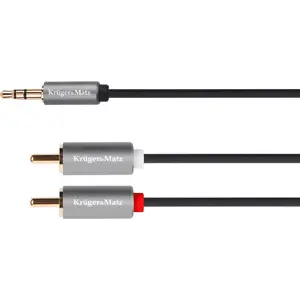 Аудиокабель 3,5 мм — 2× RCA (Cinch) Kruger & Matz 1,8 м серебристый (5070)