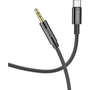 Audio kabelis HOCO UPA19 3,5 mm AUX uz USB-C, 1 m, melns