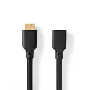 HDMI kabelis Nedis CVGB35090BK10 1 m, HDMI Type A male–female, 48 Gbit/s, zelta pārklājuma kontakti, ARC, 3D, melns