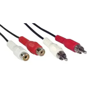 Аудиокабель Intos InLine 2x RCA (мужской–женский), AWG 28, 20 м, чёрный