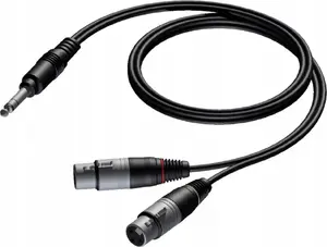 Cable Procab CAB734/1.5 — 1.5 m stereo 6.3 mm plug to 2 female XLR connectors