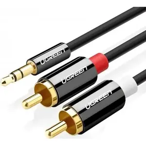 Аудио кабель UGREEN 3.5 мм jack — 2×RCA (Cinch), 1,5 м, черный (UGR318)