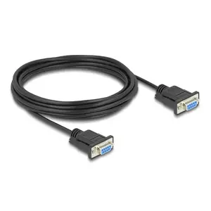 Serial Cable DIGITUS RS-232 D-Sub9 female–female, narrow plug housing, 5 m, black, 5 mm diameter
