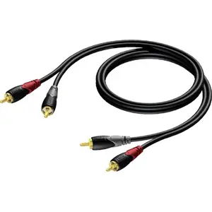 RCA (Cinch) x2 uz RCA (Cinch) x2 kabelis Procab CLA800/1.5 — 1,5 m, melns
