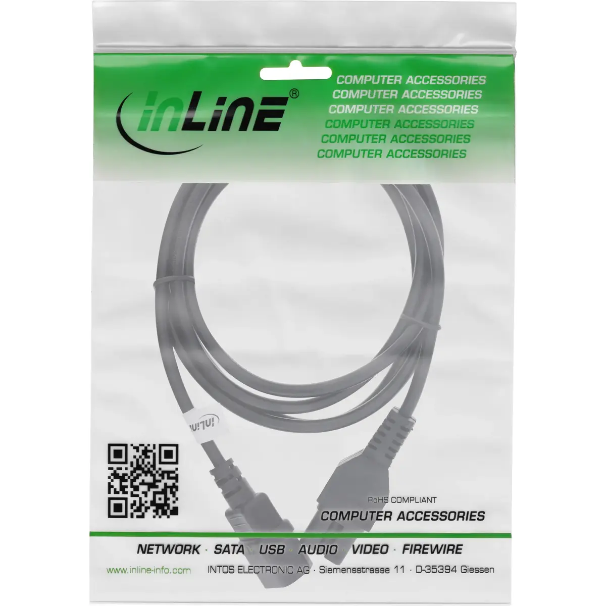 InLine IEC-C15 to IEC-C14 power extension cable, 3 m Photo 2