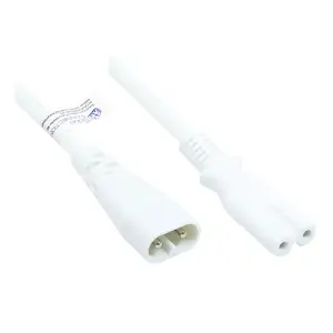 Power cable Alcasa P0870-W020 — H03VVH2-F, 2 m, C8 to C7 coupler, 250 V 2.5 A