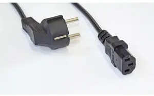 Power cable ROLINE Type F (EU) to IEC/C13, mains lead, EU Schuko plug
