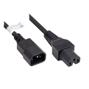 Power cable Alcasa P1450-S010 — H05V2V2-F 1 m, C14 coupler to C15 coupler, 10 A 250 V