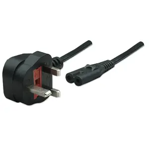 Power cord OWC Manhattan UK 3-pin (Type G) to C7 (figure-8), 1.8 m, 13 A, black