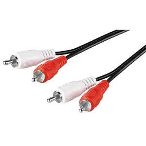 Stereo RCA Cable GOOBAY 2x RCA male–2x RCA male, 0.5 m, nickel-plated contacts, black/white