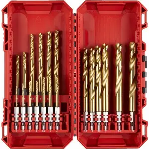Drill Bit Set MILWAUKEE WIERTŁO METAL HSS-G TiN, 19-piece, hex shank