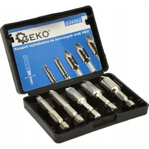 Drill extractors set GEKO G38592 — 5-piece HSS4341 hex screw extractor set