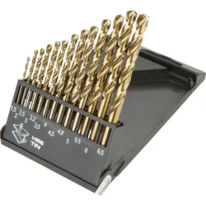Drill bit set GRAPHITE 57H198 titanium-coated HSS for metal, assorted diameters 1.5–6.5 mm (set)