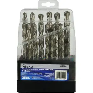 Drill Bit Set GEKO G38215 – twist bits for metal 1–13 mm, 25 pieces