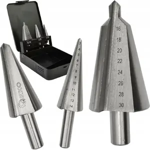Drill Bit Set GEKO G38573 stepless 3pcs 3–30 mm in metal case