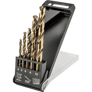 Drill bit set Topex 57H086 cobalt for metal, cylindrical shank, sizes 4, 5, 6, 8, 10 mm
