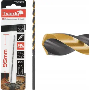 Drill bit Tvardy HSS M2 2.5 mm extended black-gold for metal