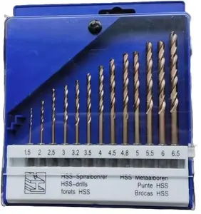 Drill bits set AWTools AW42212 for metal, cobalt, 13 pcs, sizes 1.5–6.5 mm