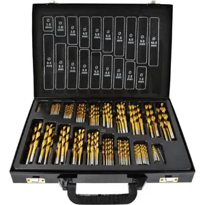 Drill bit set GEKO titanium-coated cylindrical 1.5–10 mm assorted sizes