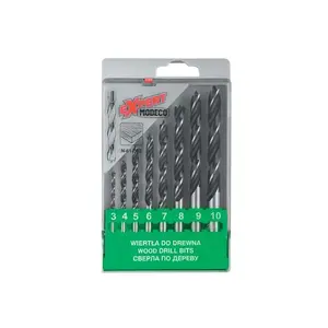 Drill bit set MODECO MN-61-572 — twist wood bits, assorted diameters 3,4,5,6,7,8,9,10 mm