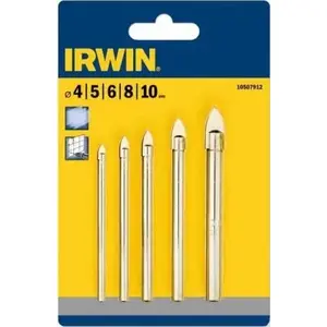 Drill Bit Set Irwin for Glass 5 pcs (4, 5, 6, 8, 10 mm) IRW10507912