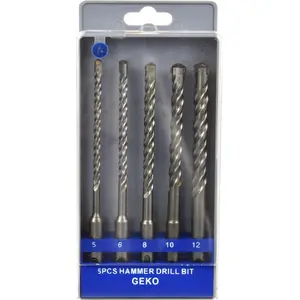 Drill bit set GEKO G40050 SDS+ 5 pieces, sizes 6 mm, 8 mm, 10 mm, 5-piece set