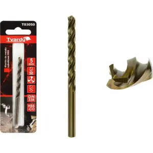 Drill Bit for Metal GEKO T03050 HSS M35 5 mm – cobalt alloy, for metal drilling