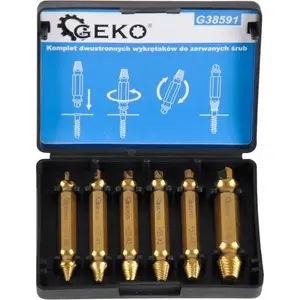 Drill bit set GEKO G38591 — 6-piece HSS4341 double-ended extractor drill bits for broken screws
